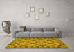Machine Washable Persian Yellow Traditional Rug in a Living Room, wshtr942yw