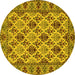 Round Persian Yellow Traditional Rug, tr942yw