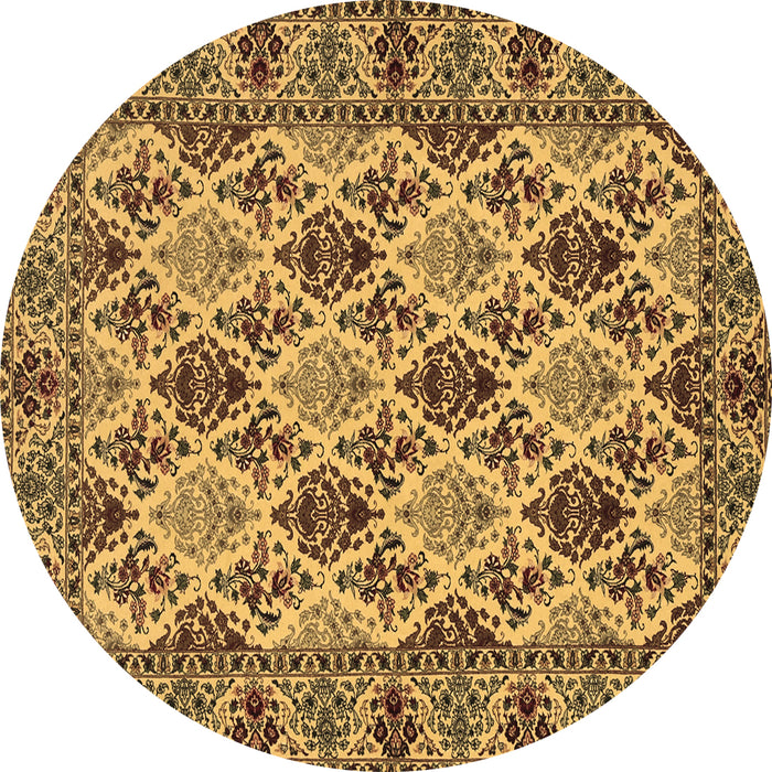 Round Persian Brown Traditional Rug, tr942brn