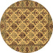 Round Persian Brown Traditional Rug, tr942brn