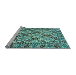 Sideview of Machine Washable Persian Light Blue Traditional Rug, wshtr942lblu