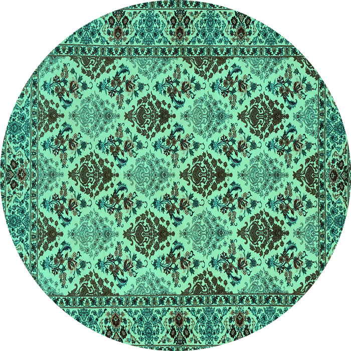 Round Persian Turquoise Traditional Rug, tr942turq