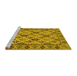 Sideview of Machine Washable Persian Yellow Traditional Rug, wshtr942yw