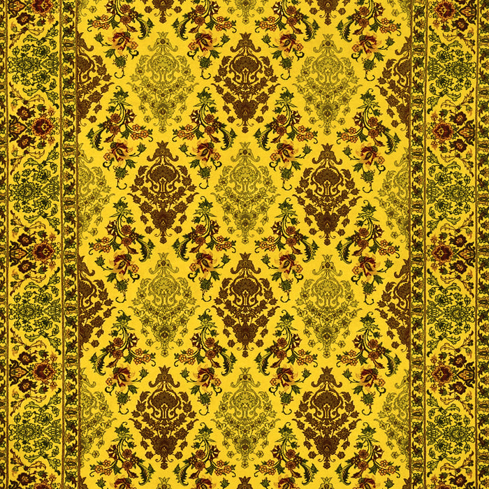 Machine Washable Persian Yellow Traditional Rug, wshtr942yw