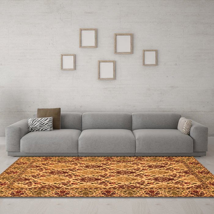 Machine Washable Persian Orange Traditional Area Rugs in a Living Room, wshtr942org