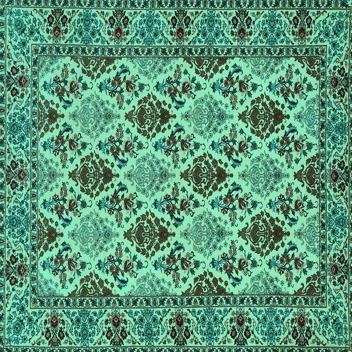 Square Machine Washable Persian Turquoise Traditional Area Rugs, wshtr942turq