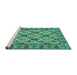 Sideview of Machine Washable Persian Turquoise Traditional Area Rugs, wshtr942turq