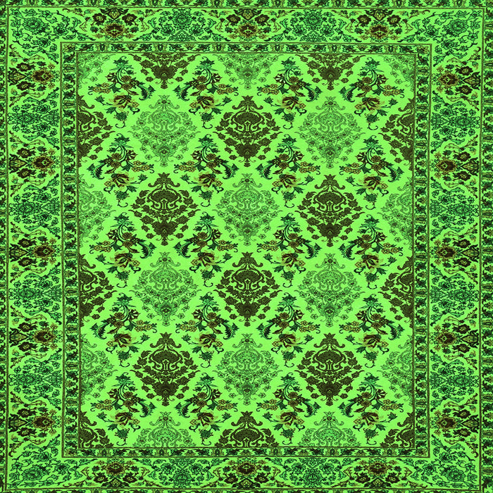 Round Machine Washable Persian Green Traditional Area Rugs, wshtr942grn