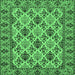 Square Machine Washable Persian Emerald Green Traditional Area Rugs, wshtr942emgrn