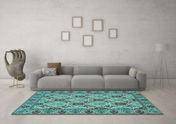 Machine Washable Persian Light Blue Traditional Rug in a Living Room, wshtr942lblu