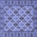 Square Machine Washable Persian Blue Traditional Rug, wshtr942blu
