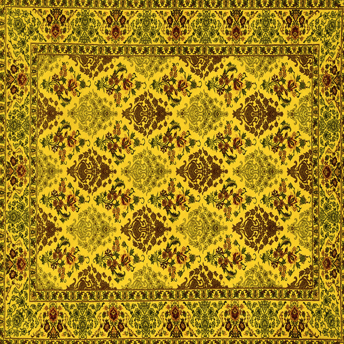 Square Machine Washable Persian Yellow Traditional Rug, wshtr942yw