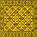 Square Machine Washable Persian Yellow Traditional Rug, wshtr942yw