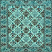 Square Machine Washable Persian Light Blue Traditional Rug, wshtr942lblu