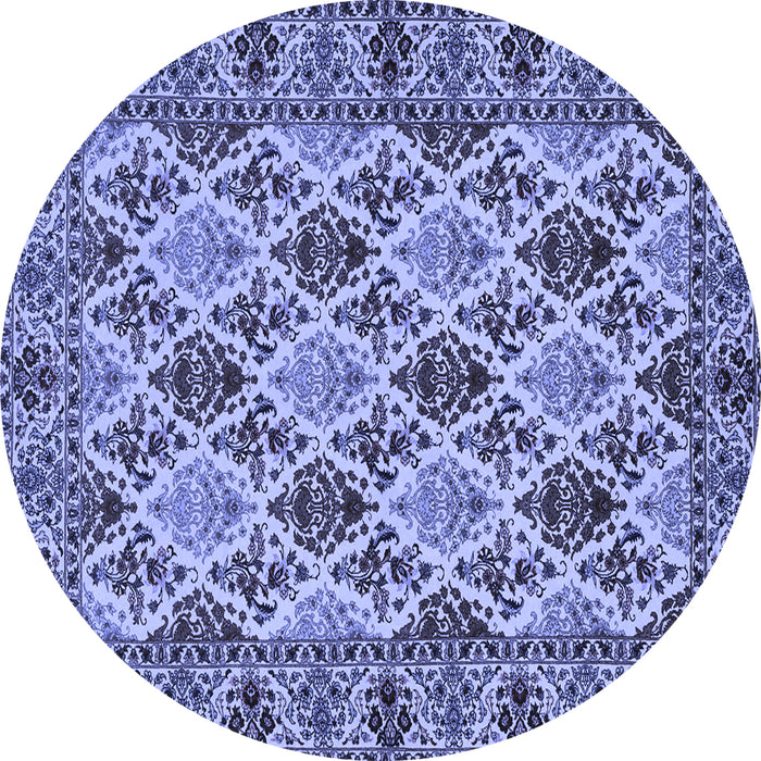 Round Machine Washable Persian Blue Traditional Rug, wshtr942blu