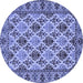 Round Machine Washable Persian Blue Traditional Rug, wshtr942blu