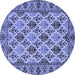 Round Persian Blue Traditional Rug, tr942blu