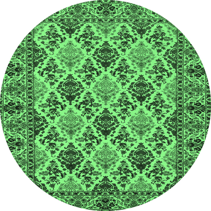 Round Machine Washable Persian Emerald Green Traditional Area Rugs, wshtr942emgrn