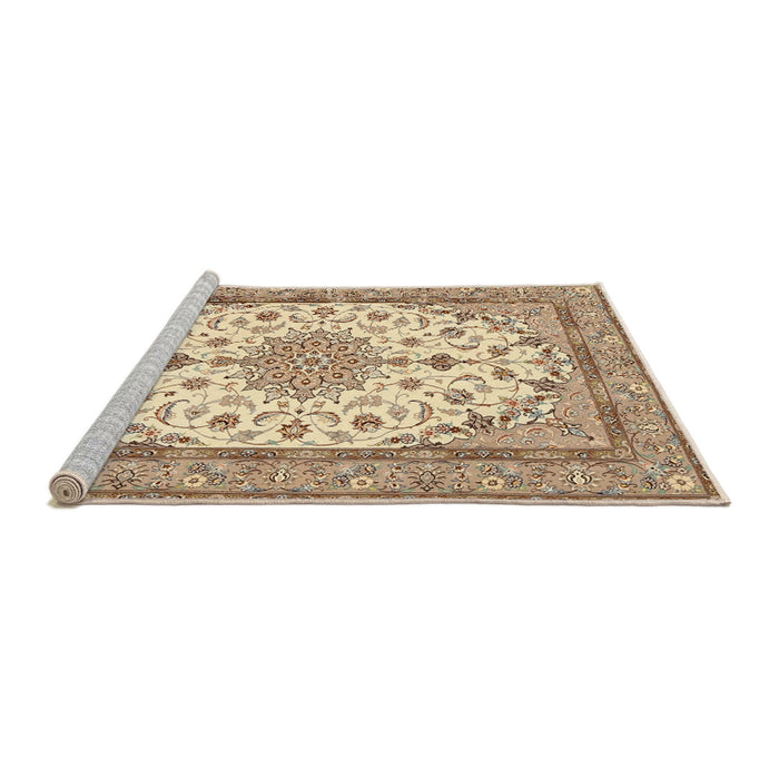 Sideview of Machine Washable Traditional Brown Rug, wshtr943