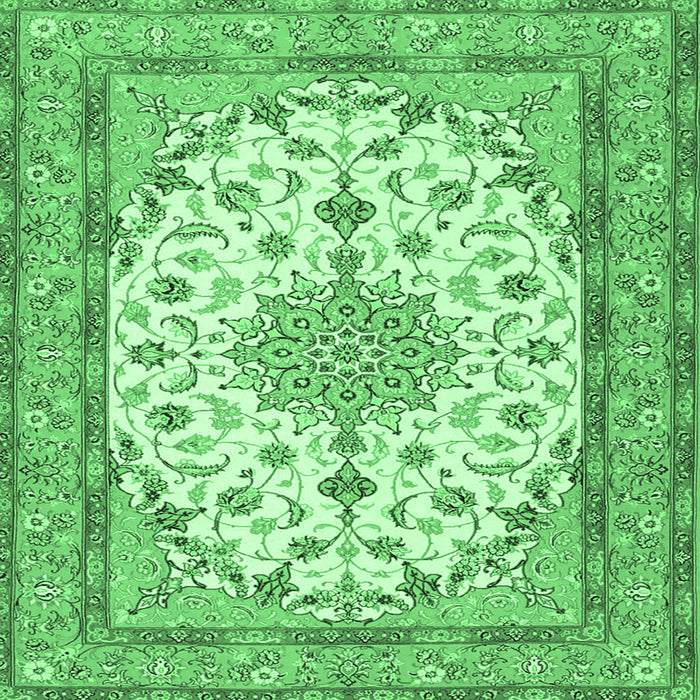 Square Machine Washable Medallion Emerald Green Traditional Area Rugs, wshtr943emgrn