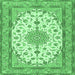 Square Machine Washable Medallion Emerald Green Traditional Area Rugs, wshtr943emgrn
