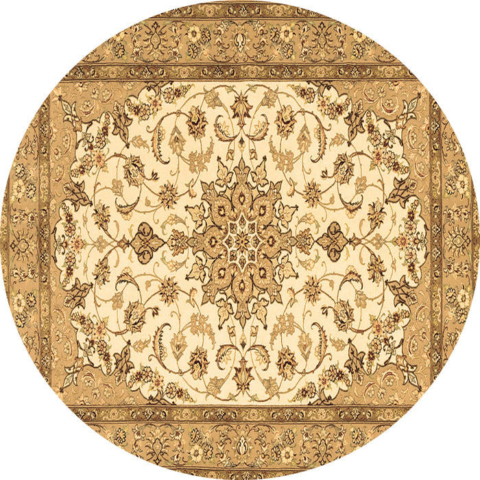 Round Medallion Brown Traditional Rug, tr943brn