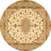 Round Medallion Brown Traditional Rug, tr943brn