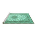 Sideview of Machine Washable Medallion Turquoise Traditional Area Rugs, wshtr943turq