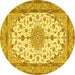 Round Medallion Yellow Traditional Rug, tr943yw