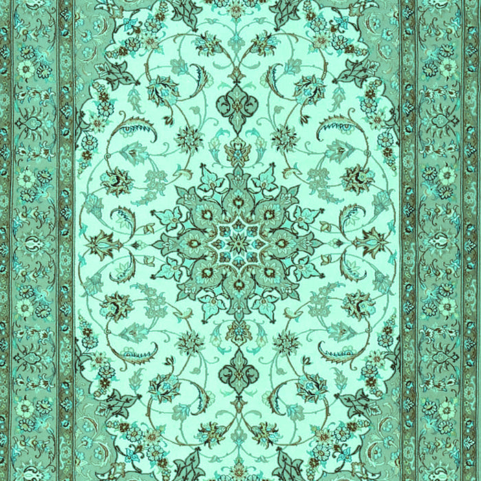 Machine Washable Medallion Turquoise Traditional Area Rugs, wshtr943turq