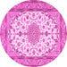 Round Medallion Pink Traditional Rug, tr943pnk