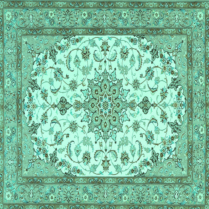 Square Medallion Turquoise Traditional Rug, tr943turq