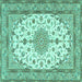 Square Medallion Turquoise Traditional Rug, tr943turq