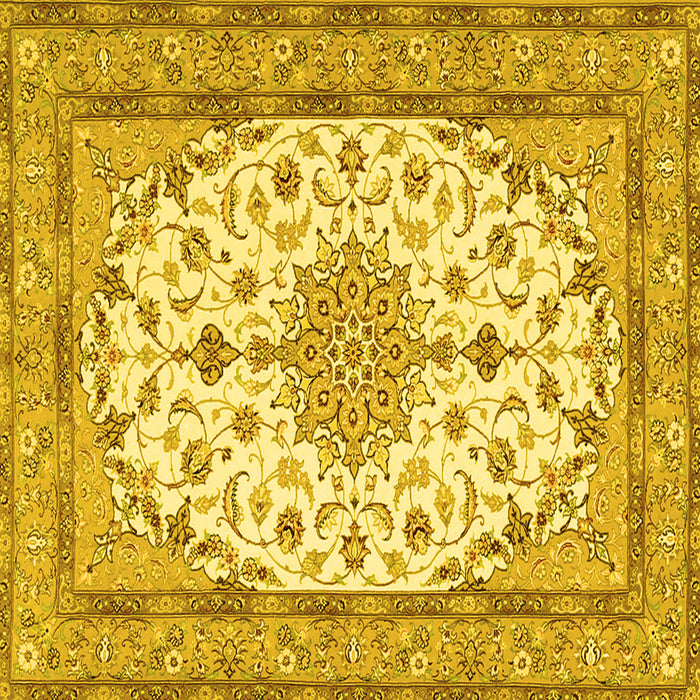 Square Medallion Yellow Traditional Rug, tr943yw