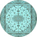 Round Medallion Light Blue Traditional Rug, tr943lblu