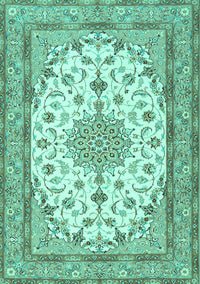 Medallion Turquoise Traditional Rug, tr943turq