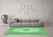 Machine Washable Medallion Emerald Green Traditional Area Rugs in a Living Room,, wshtr943emgrn