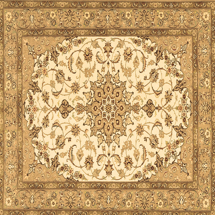 Square Machine Washable Medallion Brown Traditional Rug, wshtr943brn