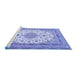Sideview of Machine Washable Medallion Blue Traditional Rug, wshtr943blu