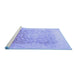 Sideview of Machine Washable Persian Blue Traditional Rug, wshtr944blu