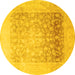 Round Persian Yellow Traditional Rug, tr944yw