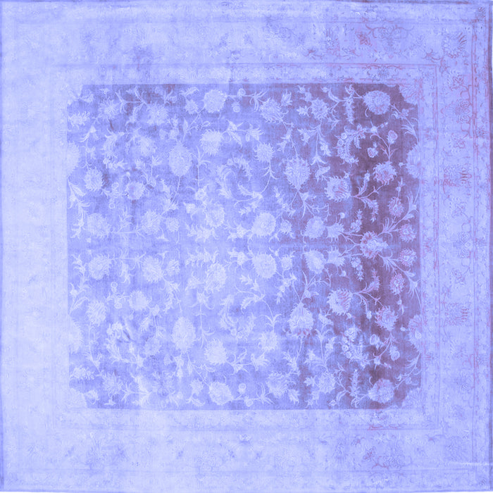 Square Machine Washable Persian Blue Traditional Rug, wshtr944blu