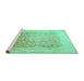 Sideview of Machine Washable Persian Turquoise Traditional Area Rugs, wshtr944turq