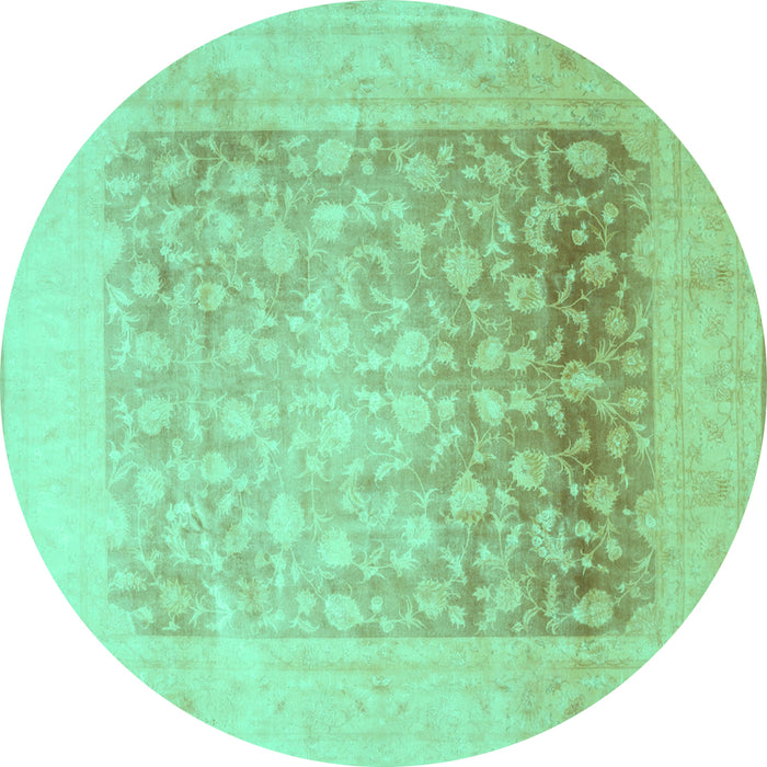 Round Persian Turquoise Traditional Rug, tr944turq