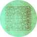 Round Persian Turquoise Traditional Rug, tr944turq