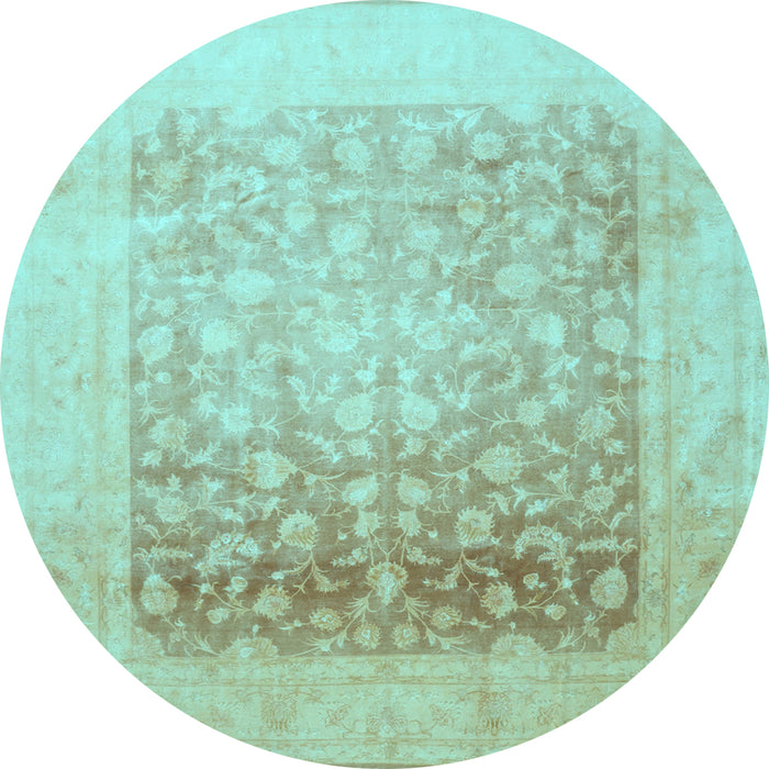 Round Machine Washable Persian Light Blue Traditional Rug, wshtr944lblu