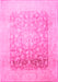 Machine Washable Persian Pink Traditional Rug, wshtr944pnk