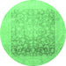 Round Persian Emerald Green Traditional Rug, tr944emgrn