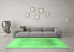 Machine Washable Persian Emerald Green Traditional Area Rugs in a Living Room,, wshtr944emgrn