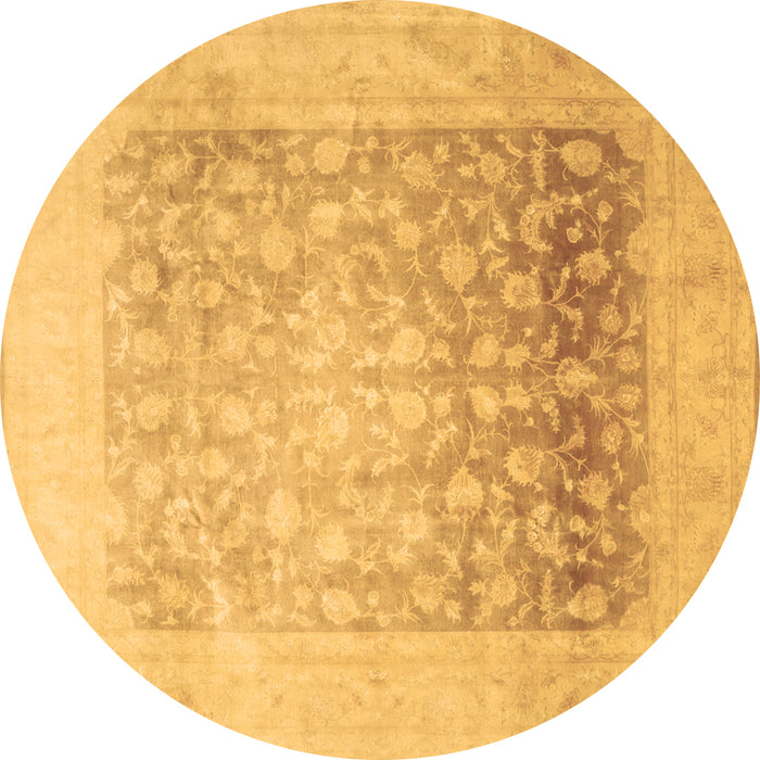 Round Persian Brown Traditional Rug, tr944brn